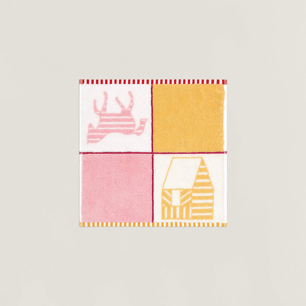 Les Cabanes washcloth | Hermès Canada